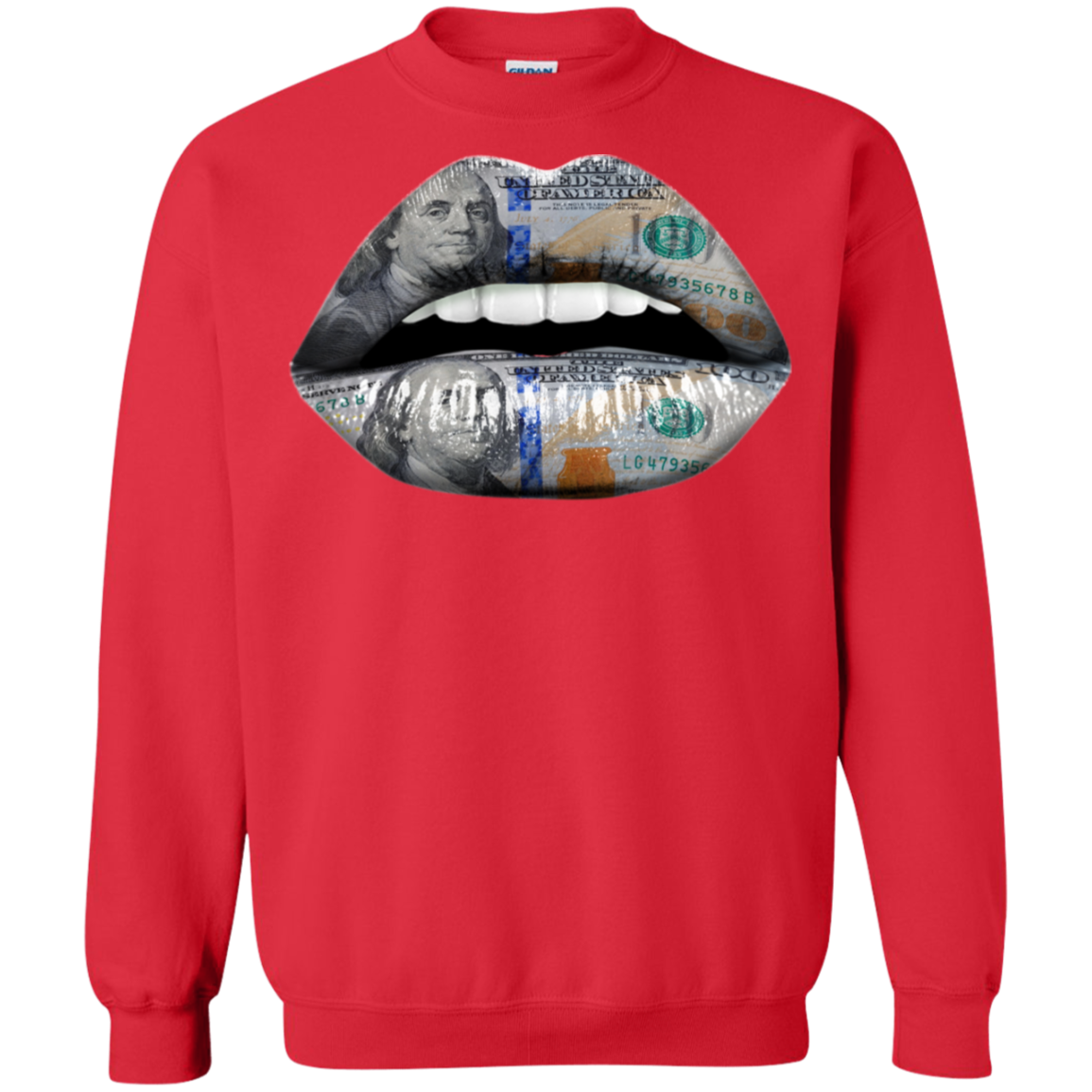 "$100 DOLLAR LIPS" Crewneck Pullover Sweatshirt  8 oz.