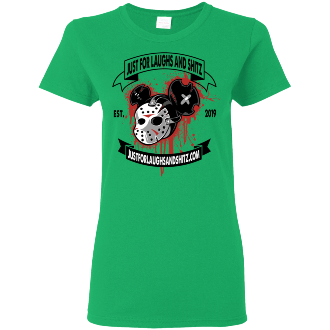 "MICKEY MASK" with black banner Ladies' 5.3 oz. T-Shirt