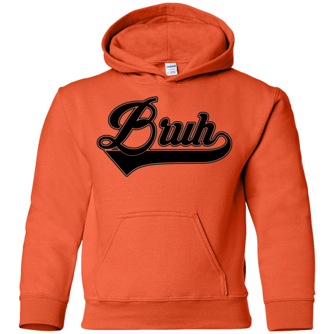 "BRUH" Youth Pullover Hoodie in black print