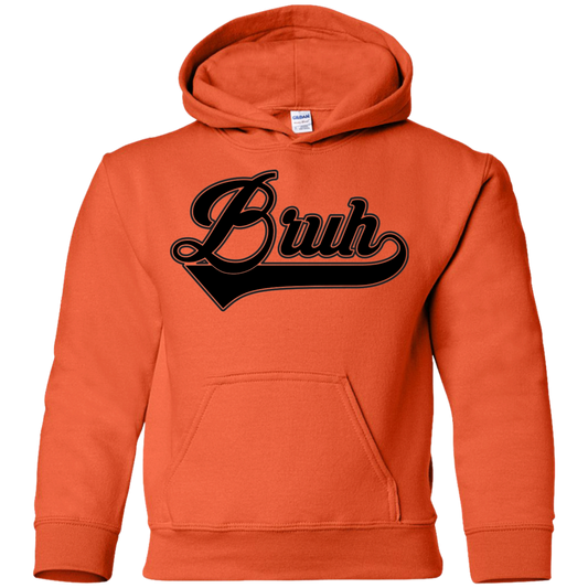 "BRUH" Youth Pullover Hoodie in black print