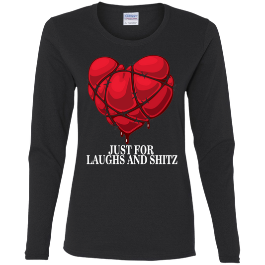 "MY BLOODY HEART" Ladies' Cotton LS T-Shirt in white print