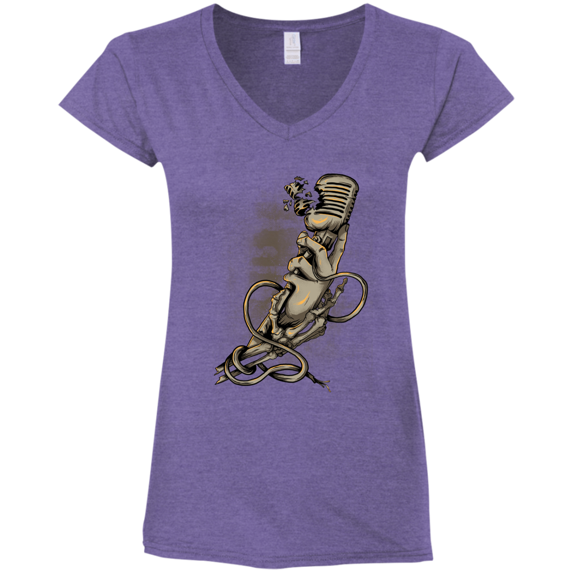 "MICROPHONE FIEND" Ladies' Fitted Softstyle 4.5 oz V-Neck T-Shirt