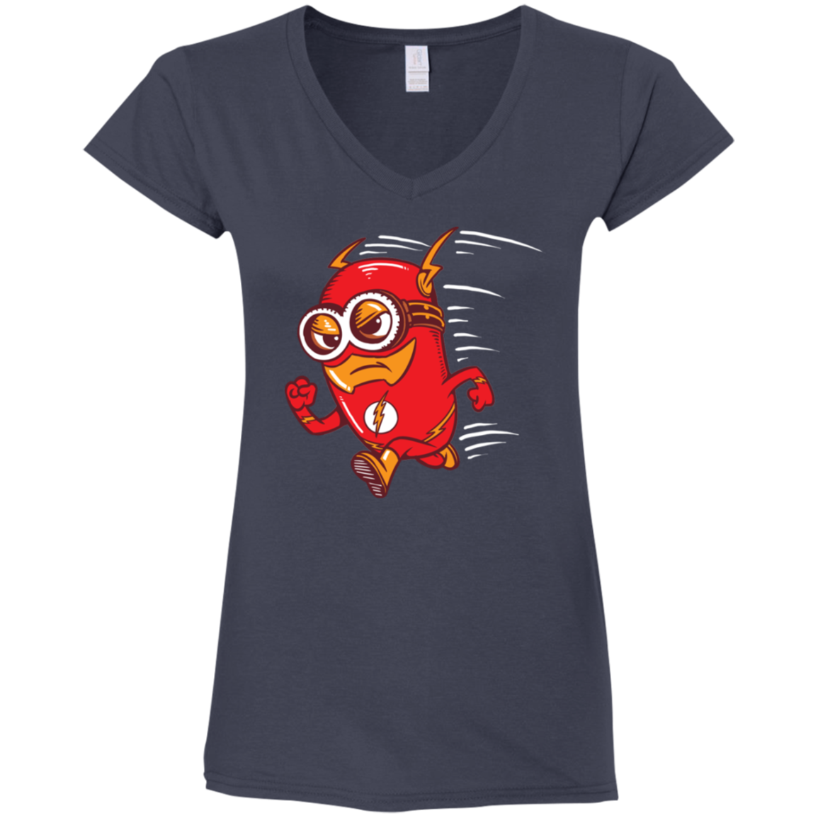 "FLASH MINION" Ladies' Fitted Softstyle 4.5 oz V-Neck T-Shirt