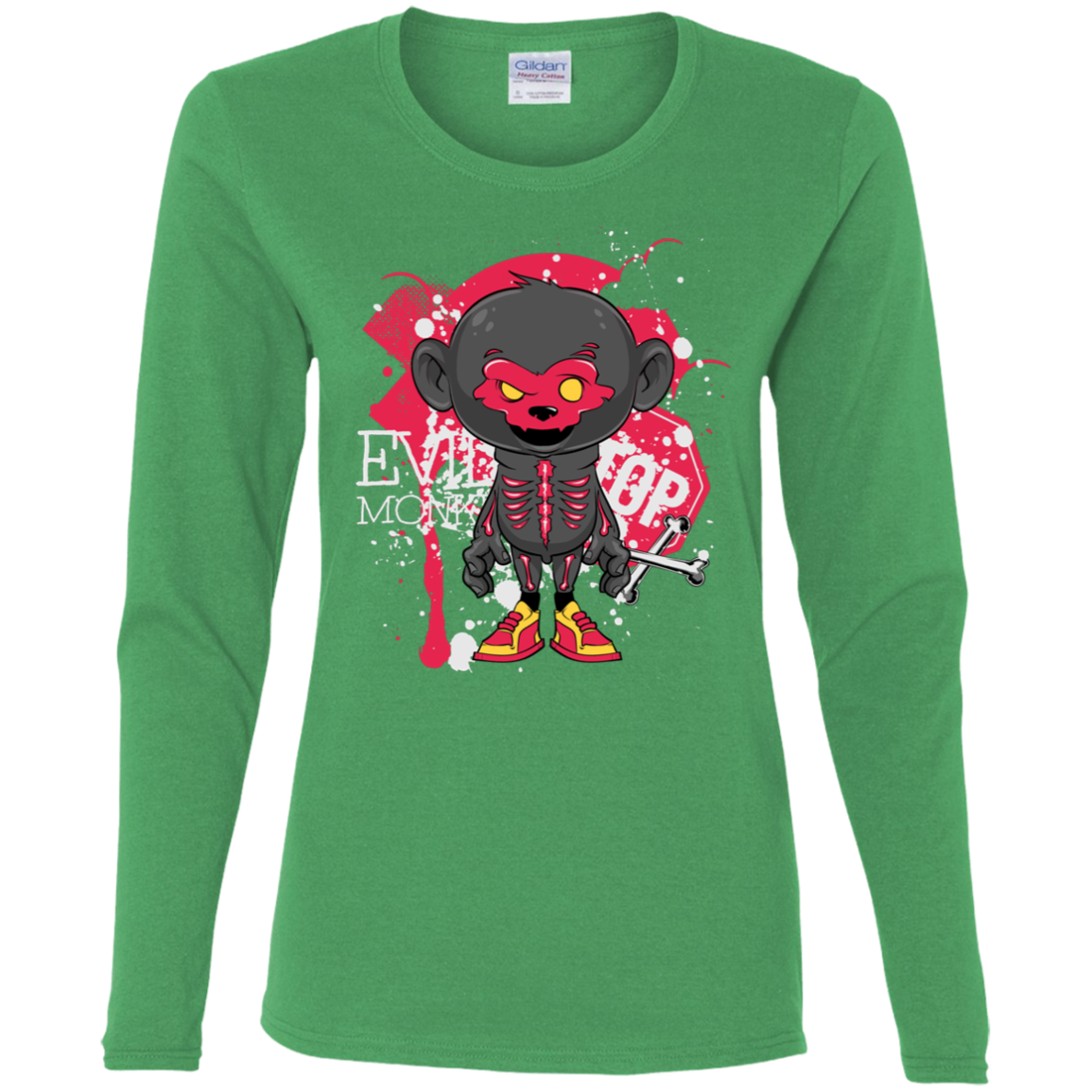 "EVIL MONKEY" Ladies' Cotton LS T-Shirt