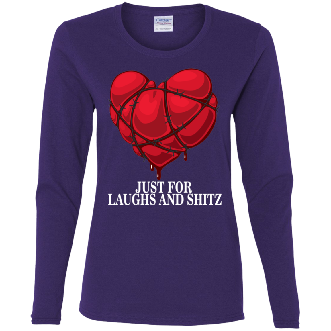 "MY BLOODY HEART" Ladies' Cotton LS T-Shirt in white print