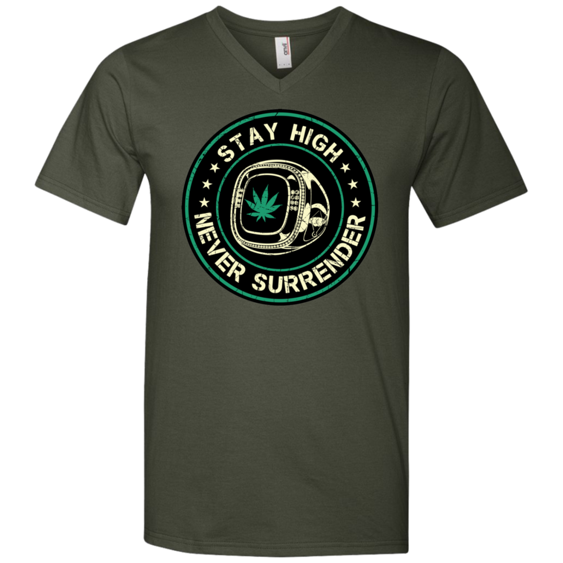 "NEVER SURRENDER" Men's Printed V-Neck T-Shirt