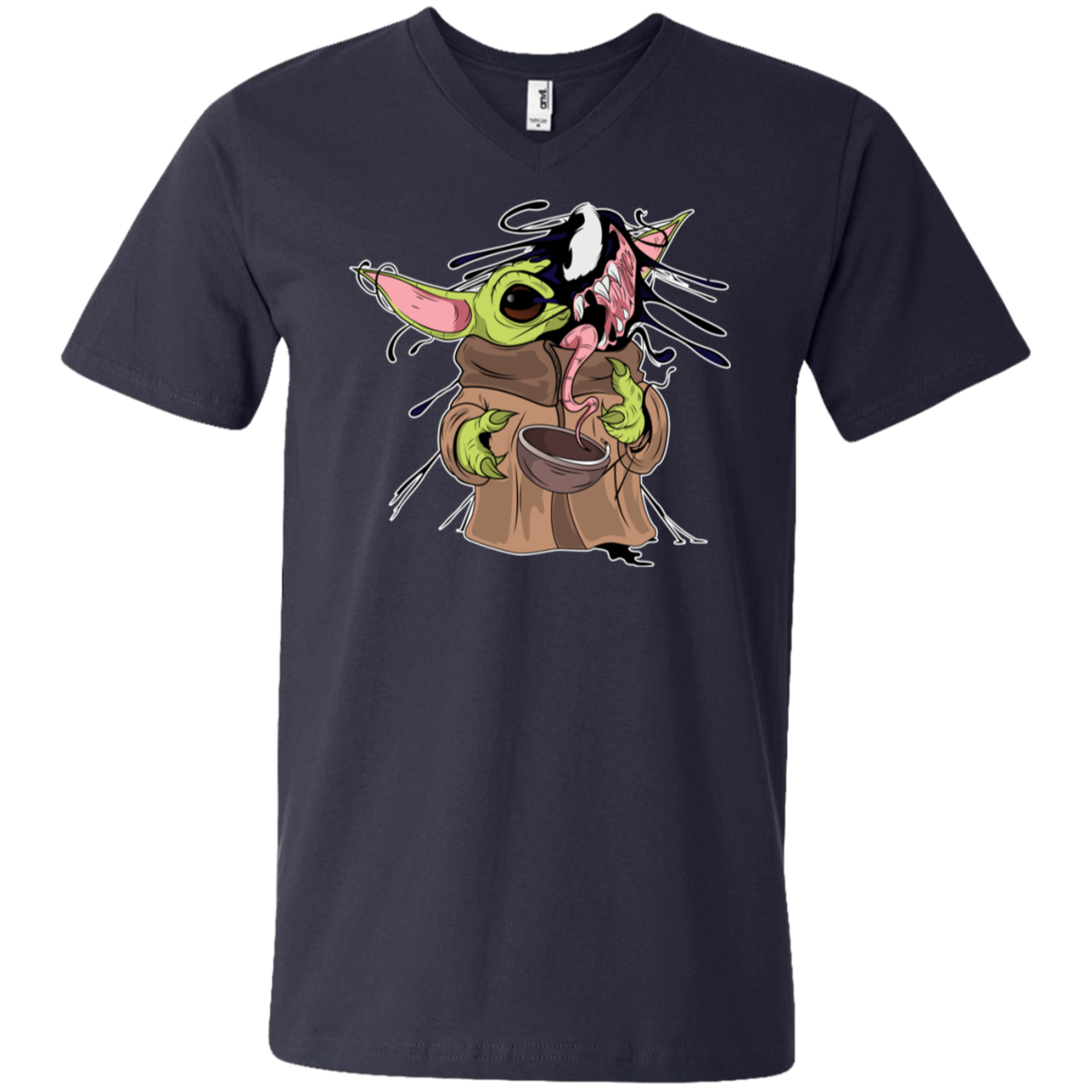 "BABY YODA VENOM" Men's Printed V-Neck T-Shirt