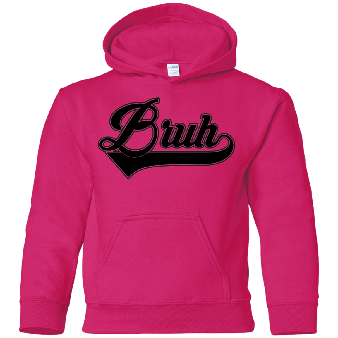 "BRUH" Youth Pullover Hoodie in black print