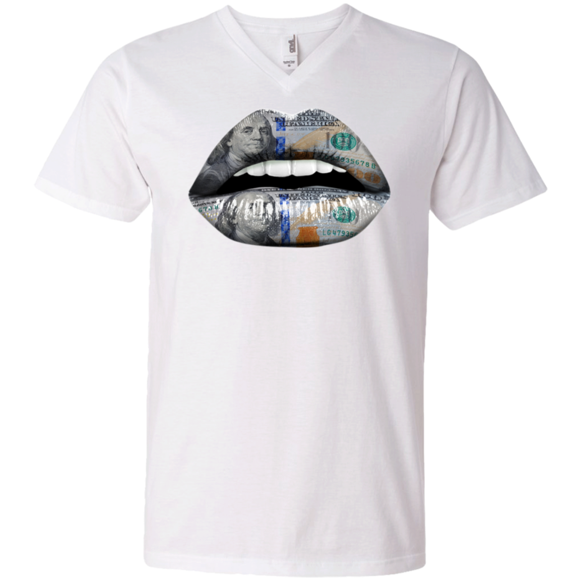 " $100 DOLLAR BILL" Men's Printed V-Neck T-Shirt