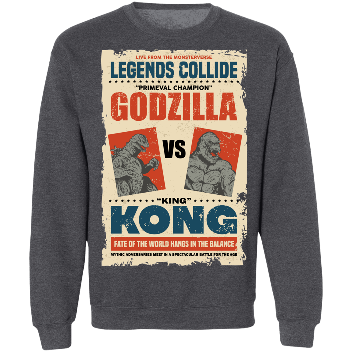 "GODZILLA VS KONG" Crewneck Pullover Sweatshirt  8 oz.