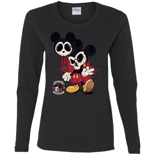 "MICKEY GO BOOM" Ladies' Cotton LS T-Shirt