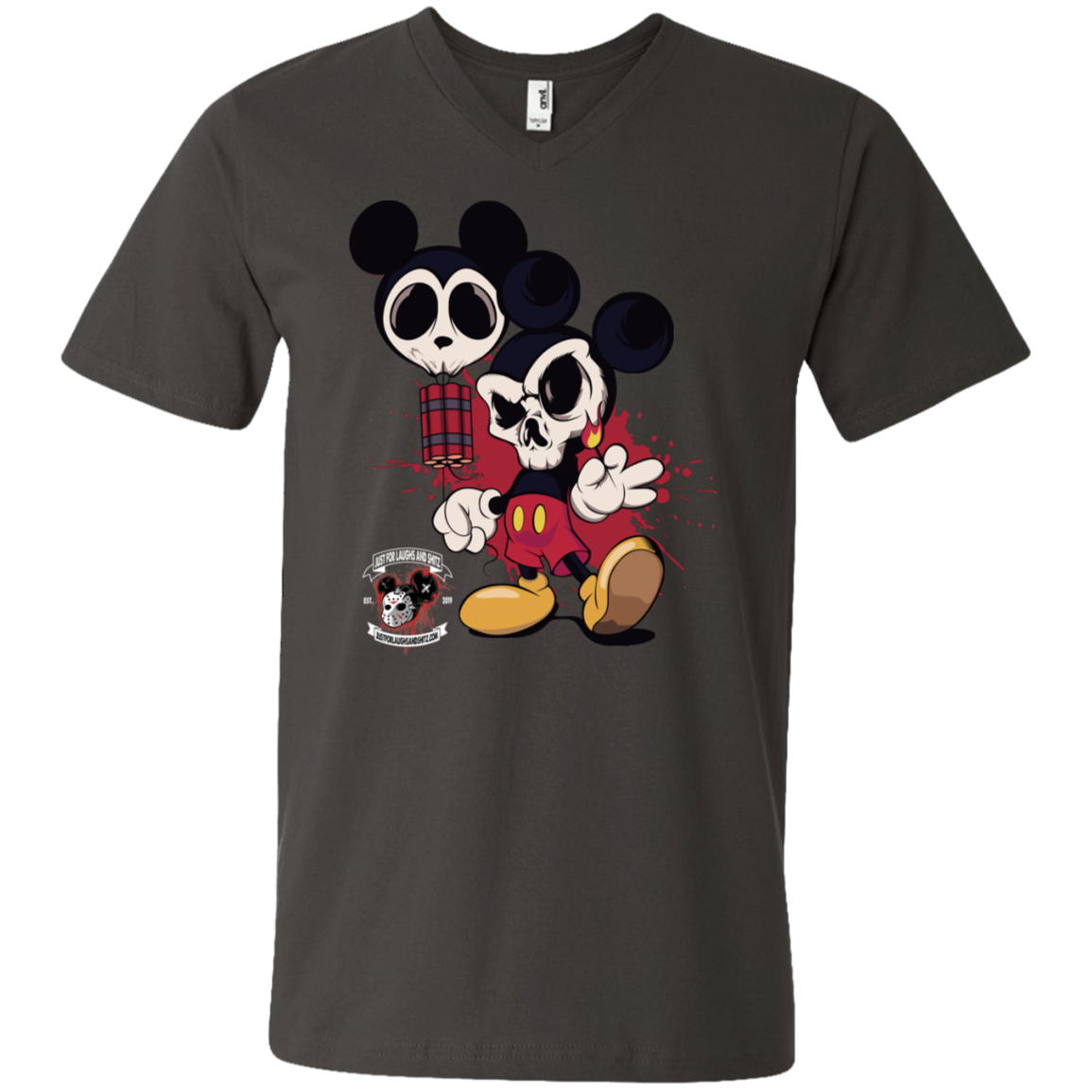 "MICKEY GO BOOM" Men's Printed V-Neck T-Shirt