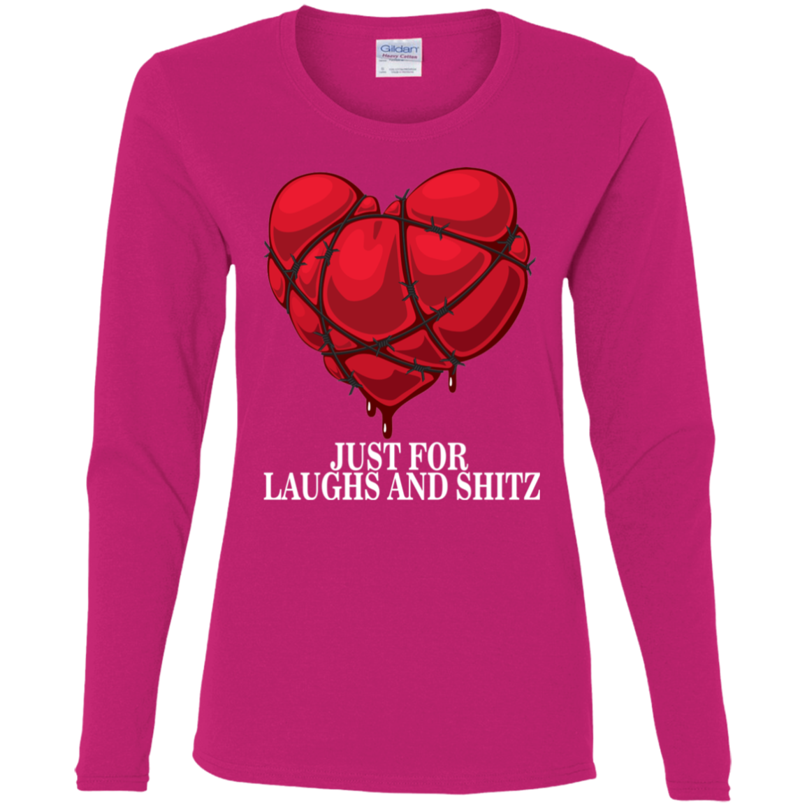 "MY BLOODY HEART" Ladies' Cotton LS T-Shirt in white print