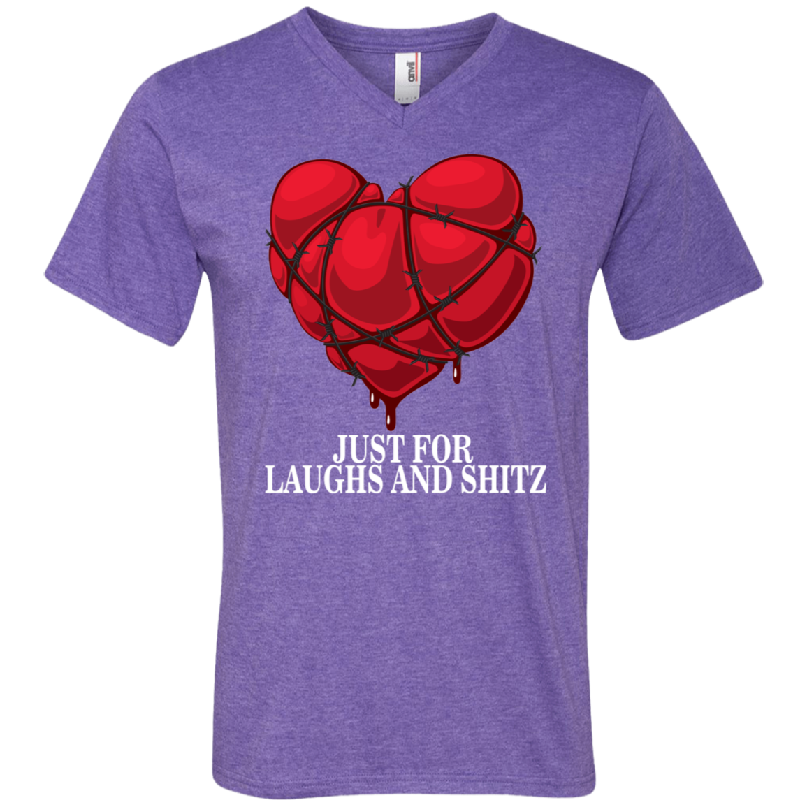 "MY BLOODY HEART" In White Print Men's Printed V-Neck T-Shirt