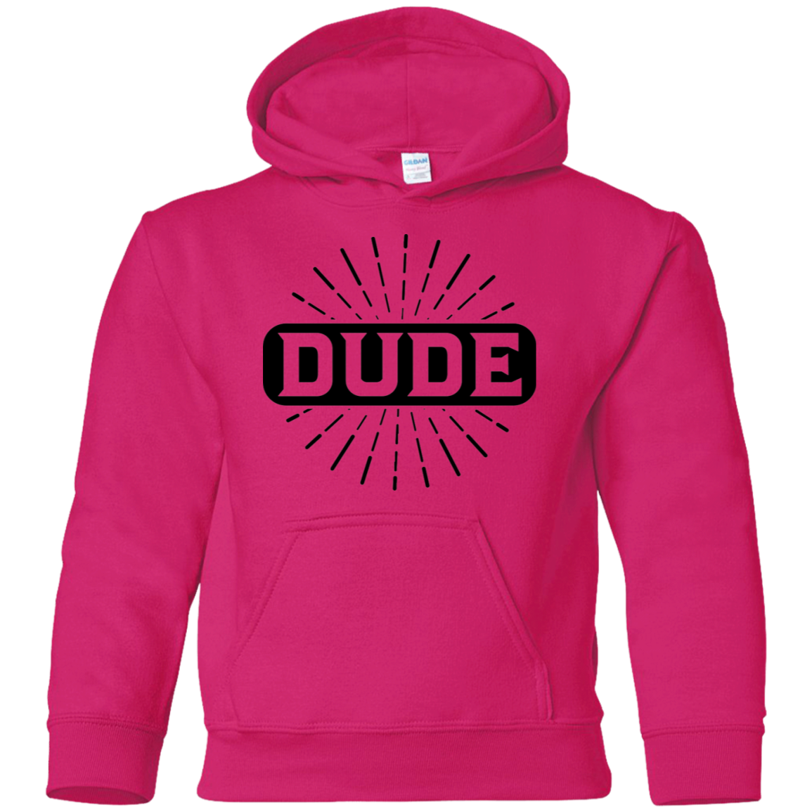 "DUDE" Youth Pullover Hoodie in black print