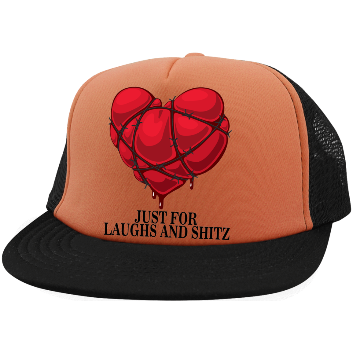 "MY BLOODY HEART" in black print Trucker Hat with Snapback