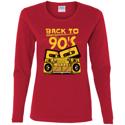 "BACK TO 90'S" Ladies' Cotton LS T-Shirt