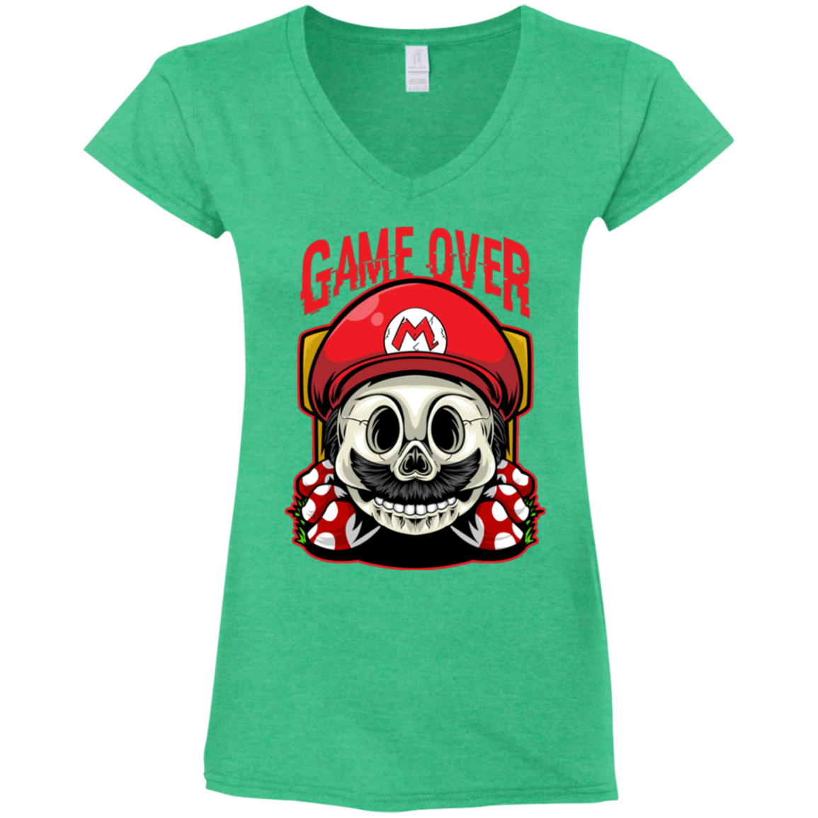 "GAME OVER" Ladies' Fitted Softstyle 4.5 oz V-Neck T-Shirt