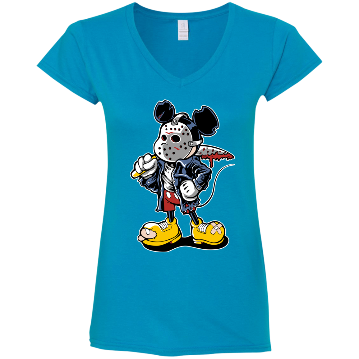 "MANIAC MICKEY" Ladies' Fitted Softstyle 4.5 oz V-Neck T-Shirt