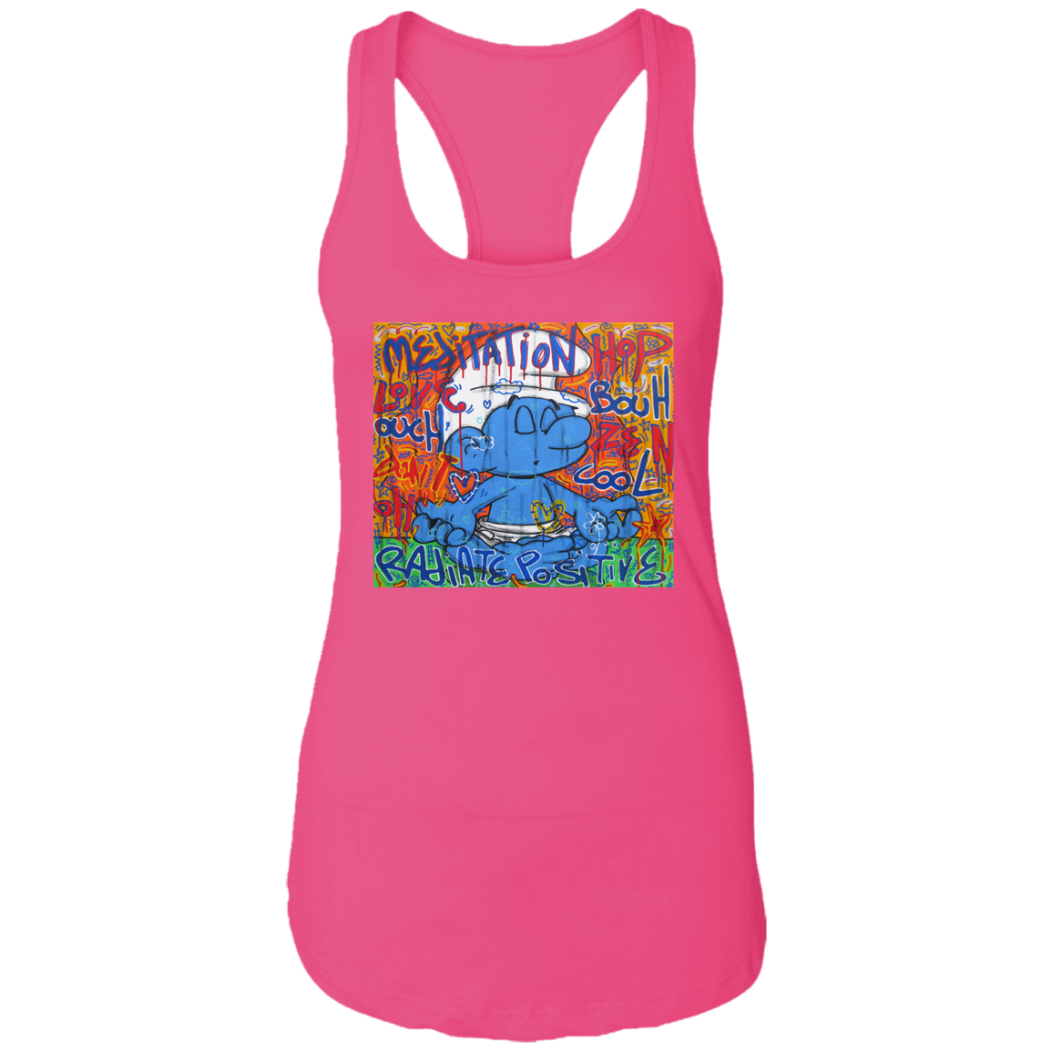 "MEDITATION SMURF" Ladies Ideal Racerback Tank