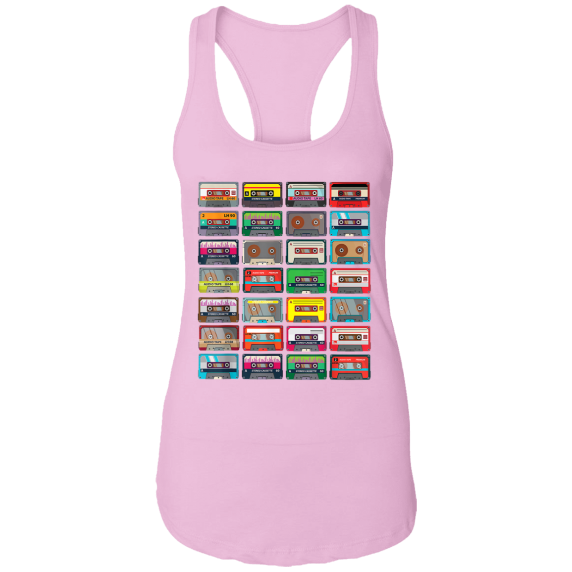 "VINTAGE CASSETTE TAPES" Ladies Ideal Racerback Tank