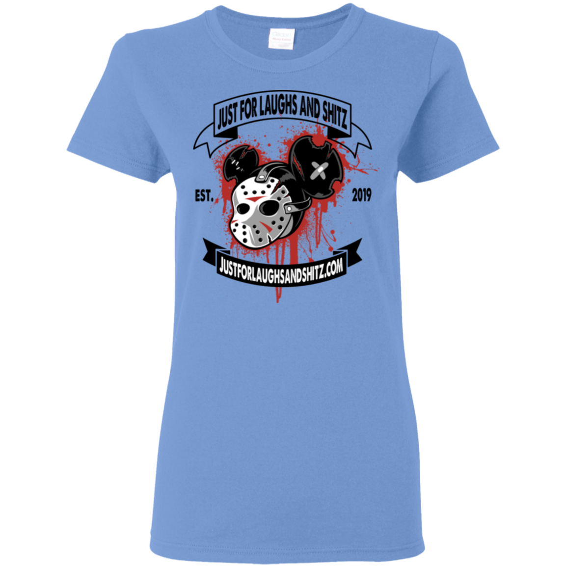 "MICKEY MASK" with black banner Ladies' 5.3 oz. T-Shirt