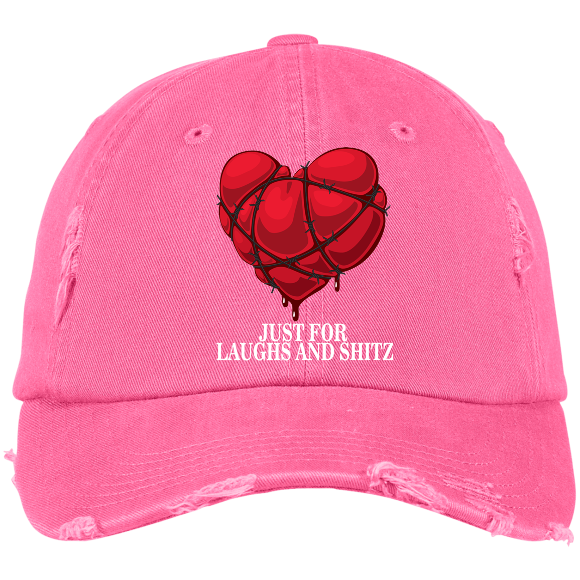 "MY BLOODY HEART" in white print Distressed Dad Cap