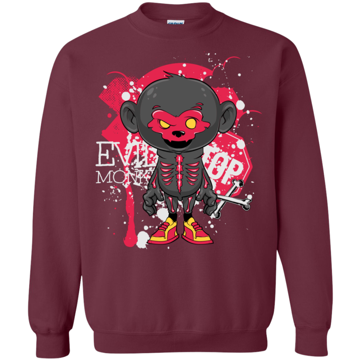 "EVIL MONKEY" Crewneck Pullover Sweatshirt  8 oz.