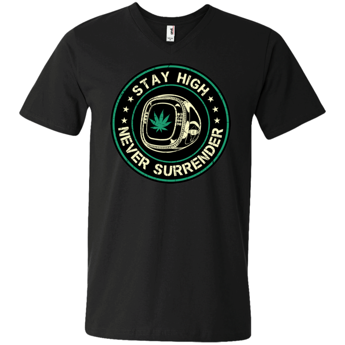 "NEVER SURRENDER" Men's Printed V-Neck T-Shirt