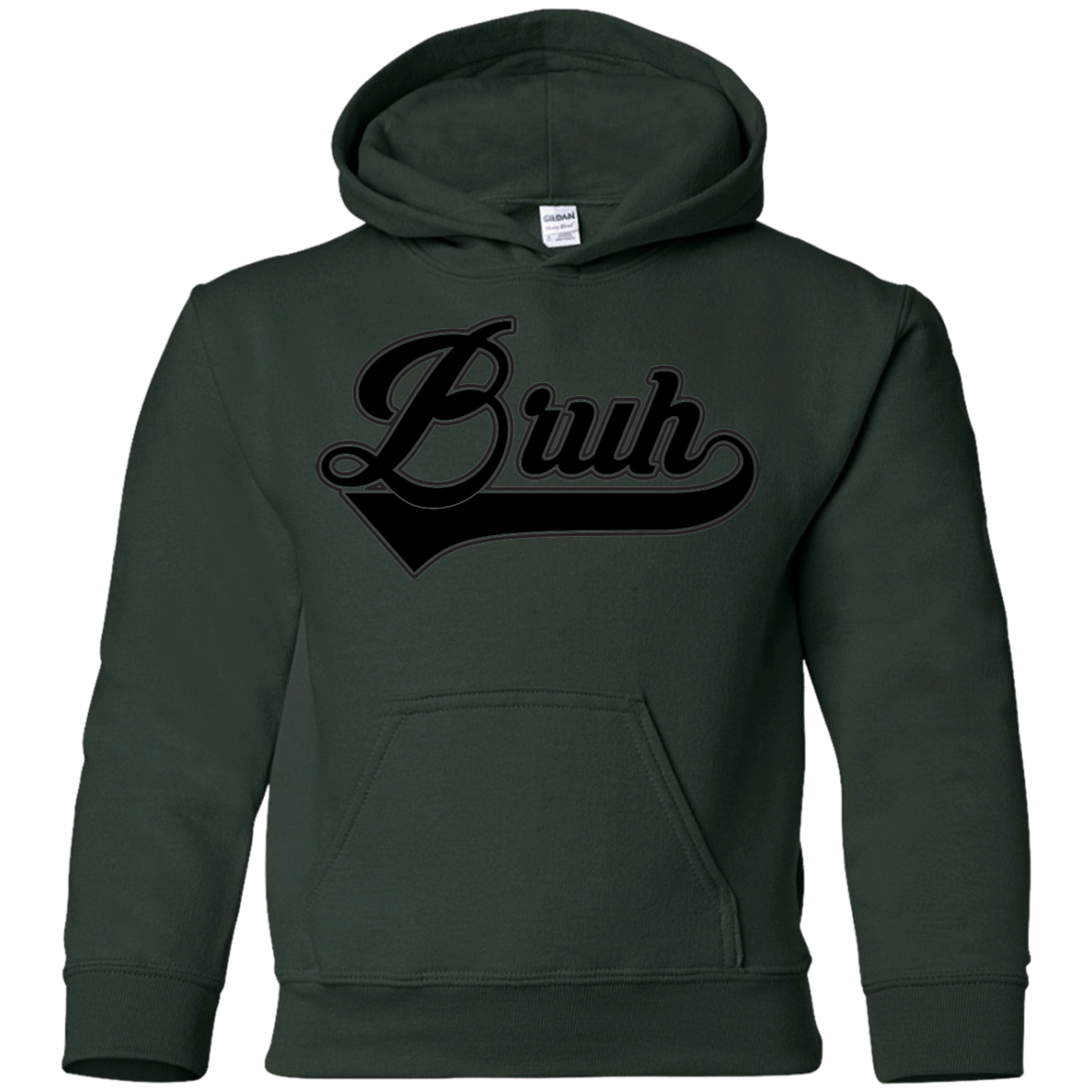 "BRUH" Youth Pullover Hoodie in black print