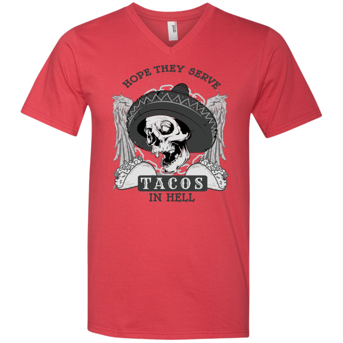 "TACOS IN HELL" Men's Printed V-Neck T-Shirt