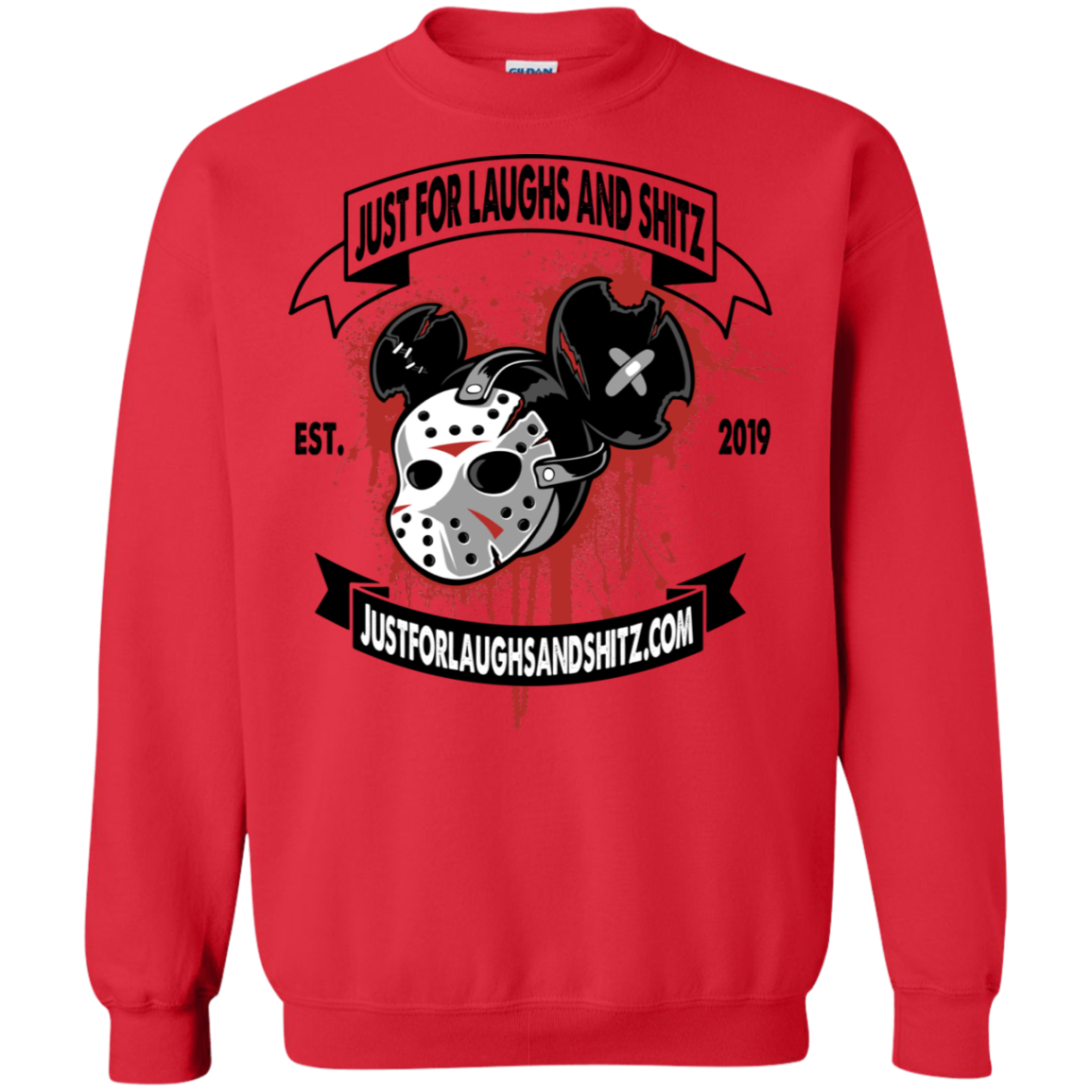 "MICKY MASK" with black banner Crewneck Pullover Sweatshirt  8 oz.