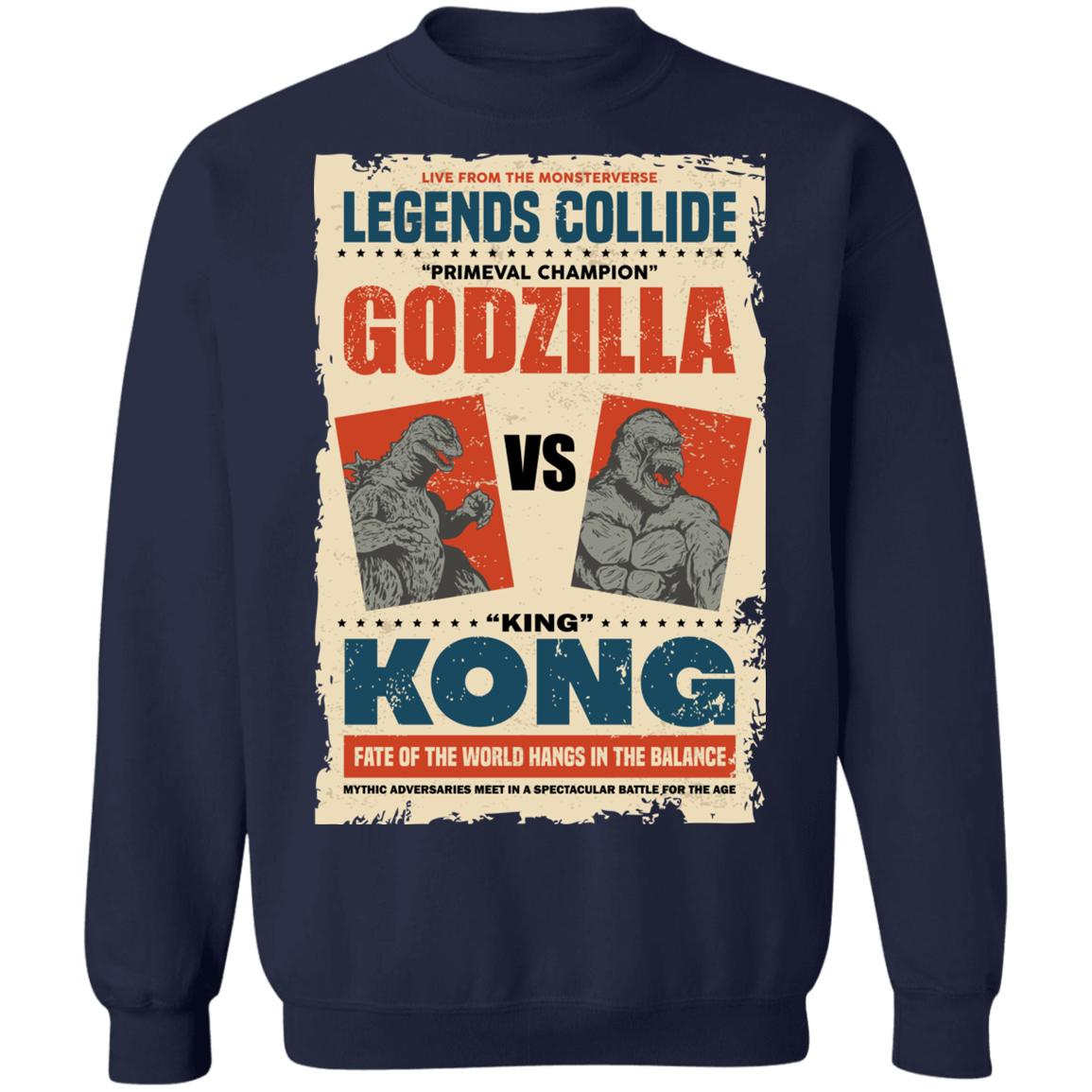 "GODZILLA VS KONG" Crewneck Pullover Sweatshirt  8 oz.