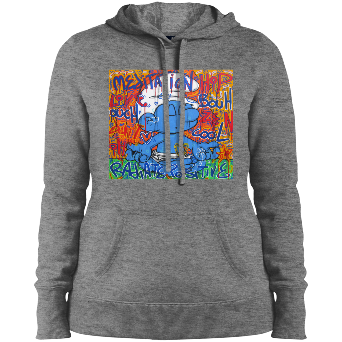 "MEDITATION SMURF" Ladies' Pullover Hooded Sweatshirt