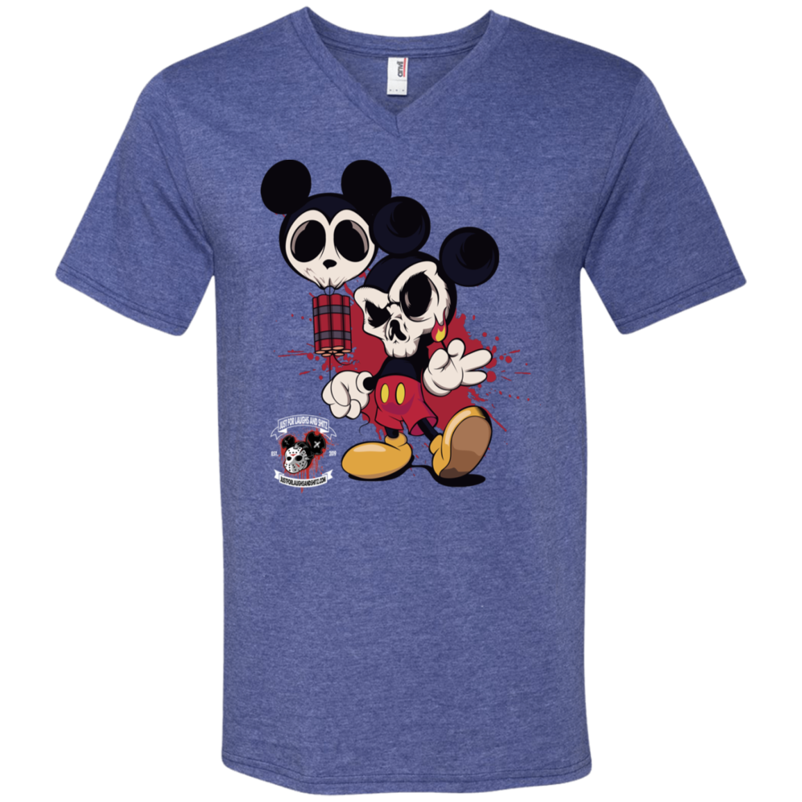 "MICKEY GO BOOM" Men's Printed V-Neck T-Shirt