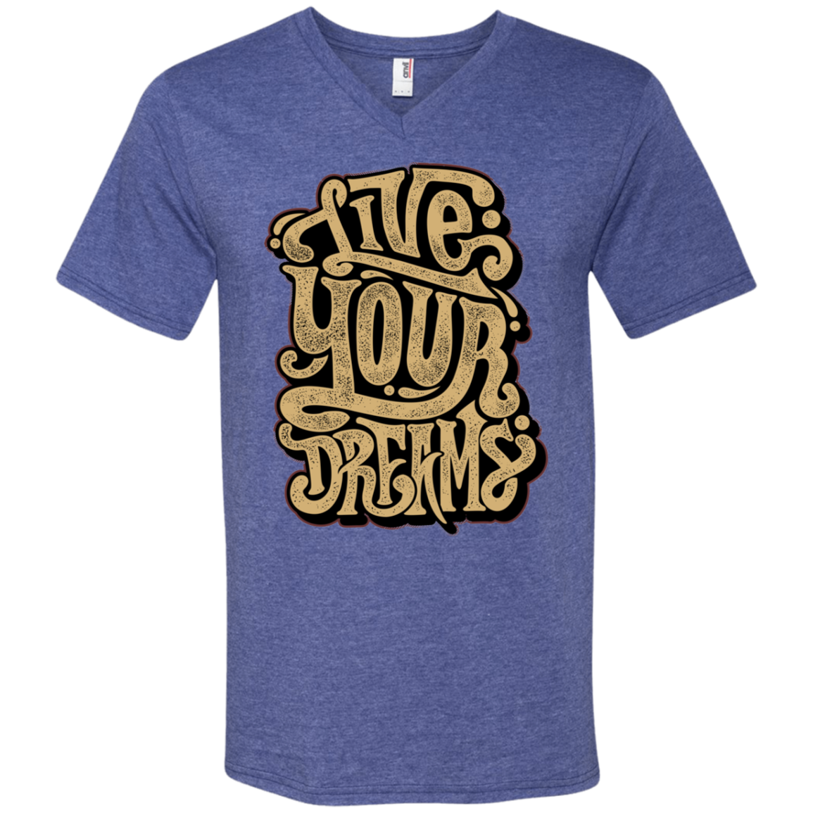 "LIVE YOUR DREAMS" Men's Printed V-Neck T-Shirt