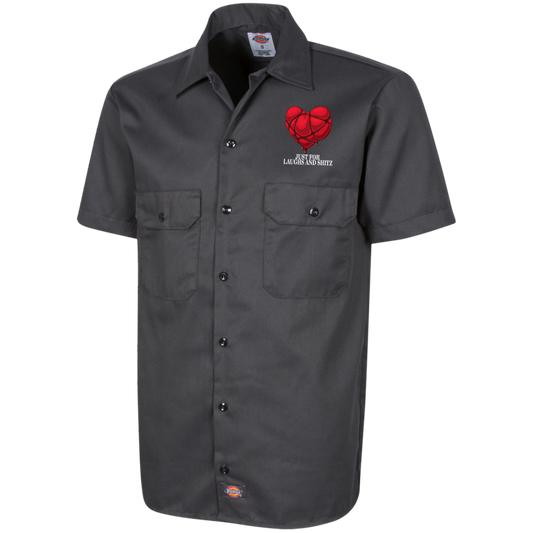 "MY BLOODY HEART" in white print Men's Short Sleeve Workshirt