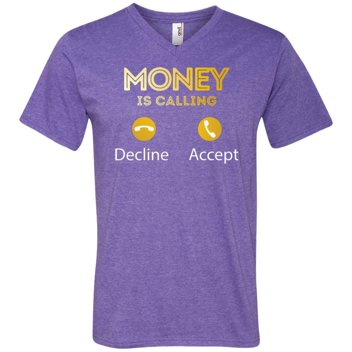 "MONEY IS CALLING" Men's Printed V-Neck T-Shirt