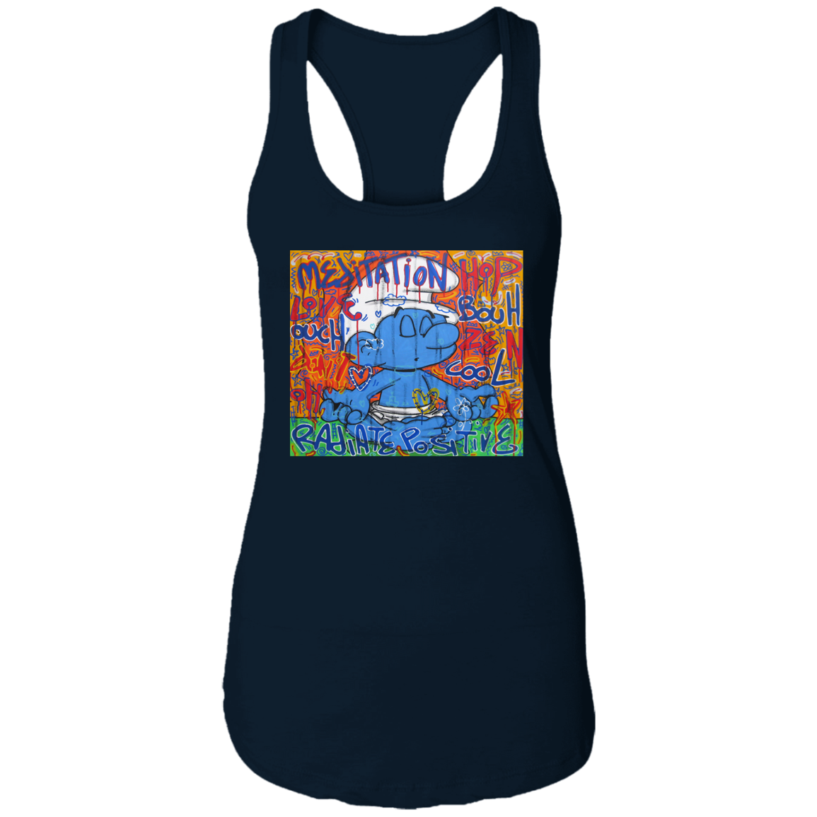 "MEDITATION SMURF" Ladies Ideal Racerback Tank