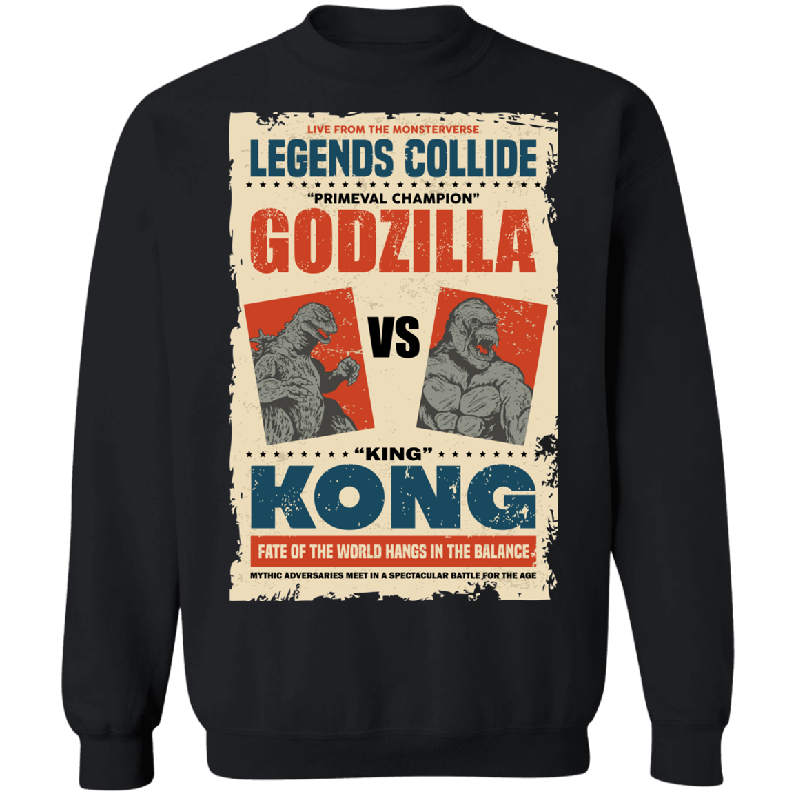 "GODZILLA VS KONG" Crewneck Pullover Sweatshirt  8 oz.