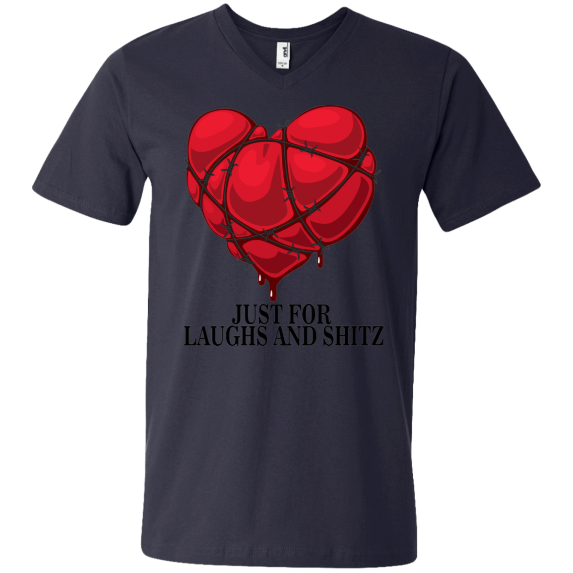 "MY BLOODY HEART" In Black Print Men's Printed V-Neck T-Shirt