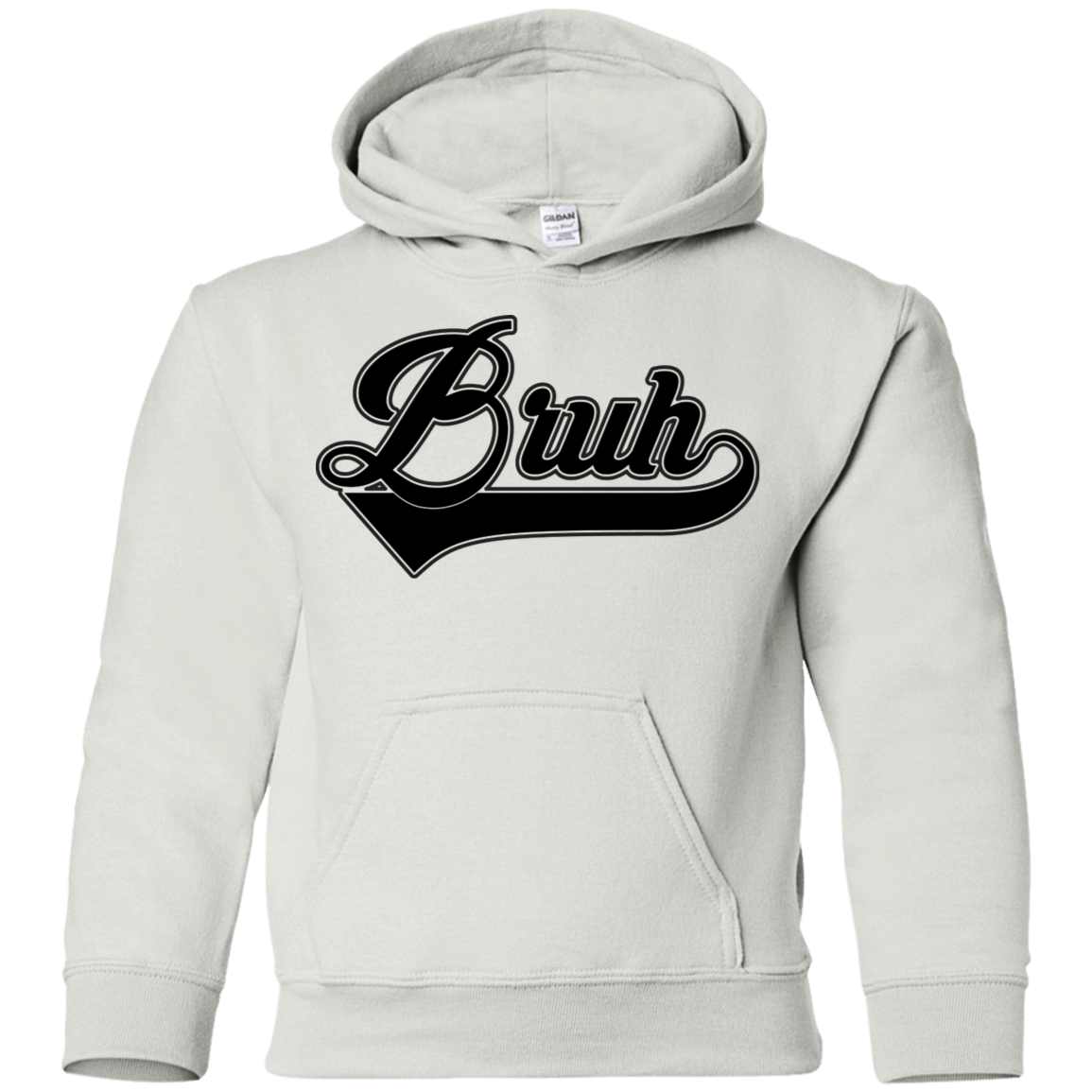 "BRUH" Youth Pullover Hoodie in black print