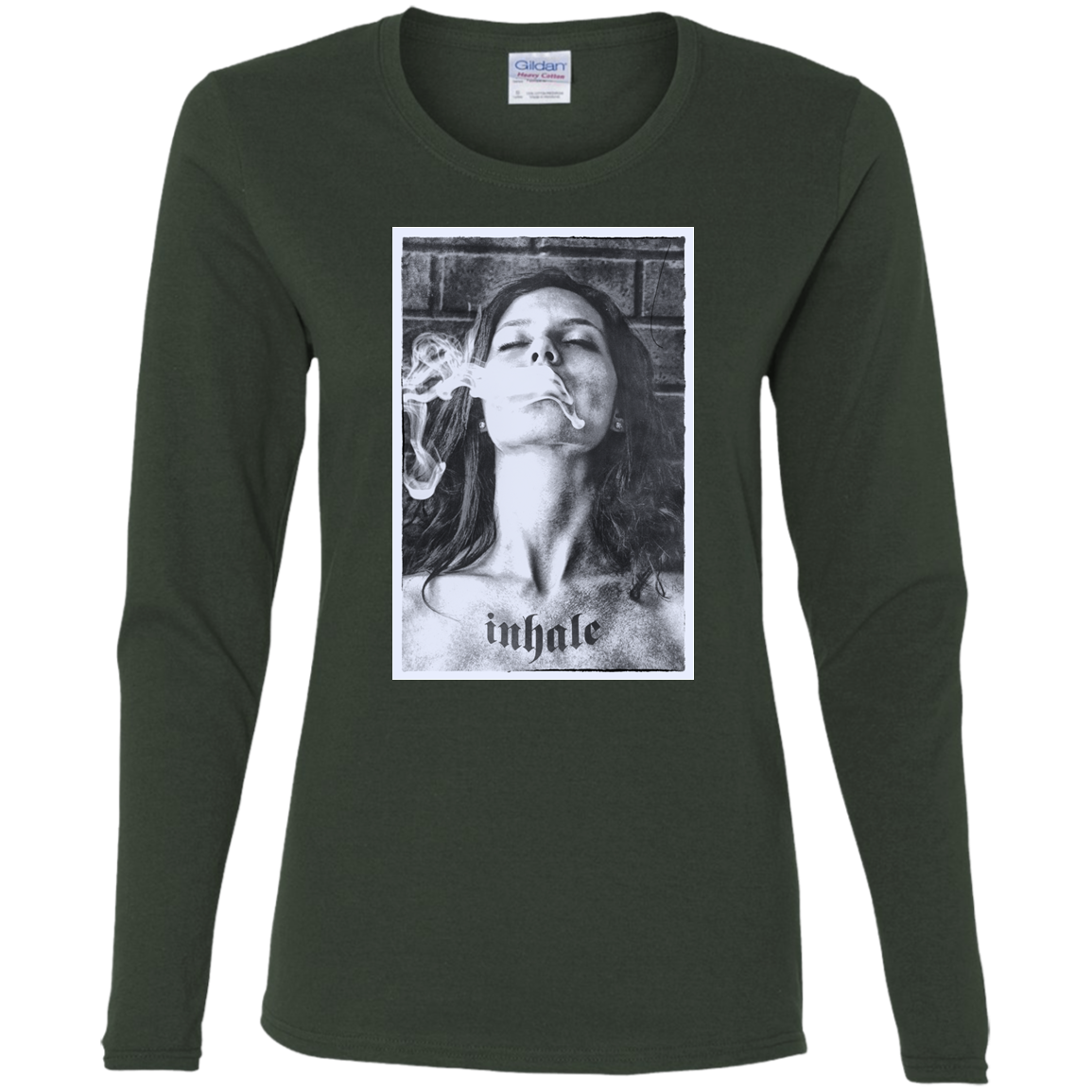 'INHALE" Ladies' Cotton LS T-Shirt