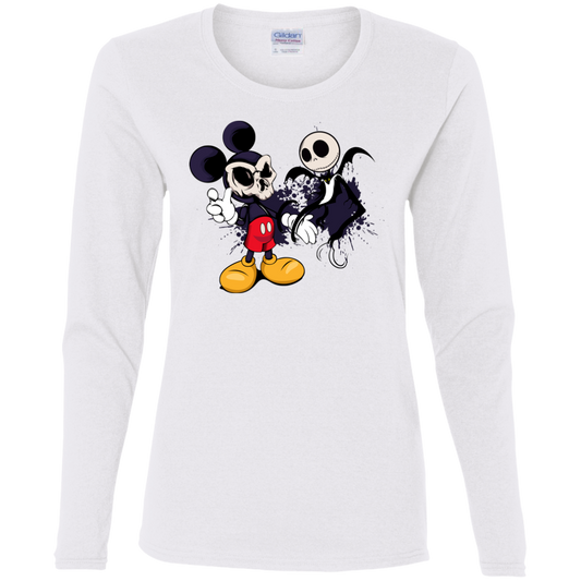 "NIGHTMARE MICKEY"Ladies' Cotton LS T-Shirt