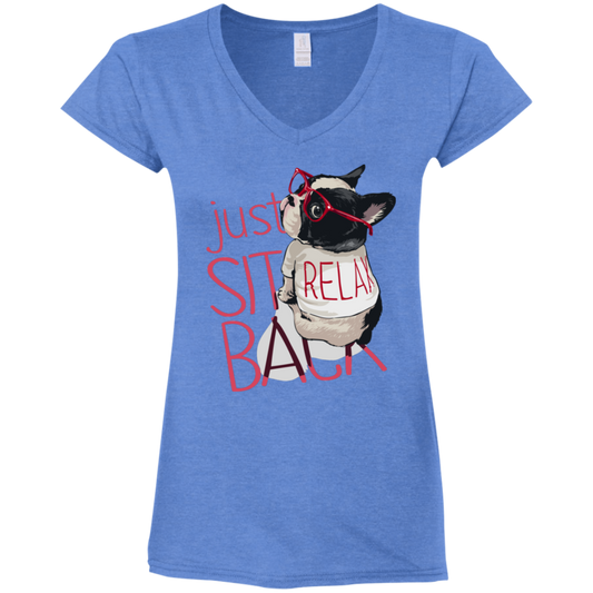 "RELAX" Ladies' Fitted Softstyle 4.5 oz V-Neck T-Shirt