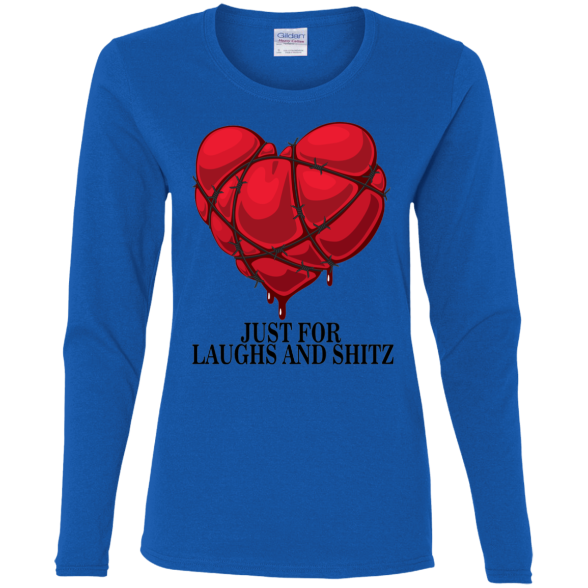 "MY BLOODY HEART" Ladies' Cotton LS T-Shirt in black print