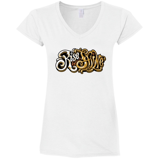 "RISE AND SHINE" Ladies' Fitted Softstyle 4.5 oz V-Neck T-Shirt