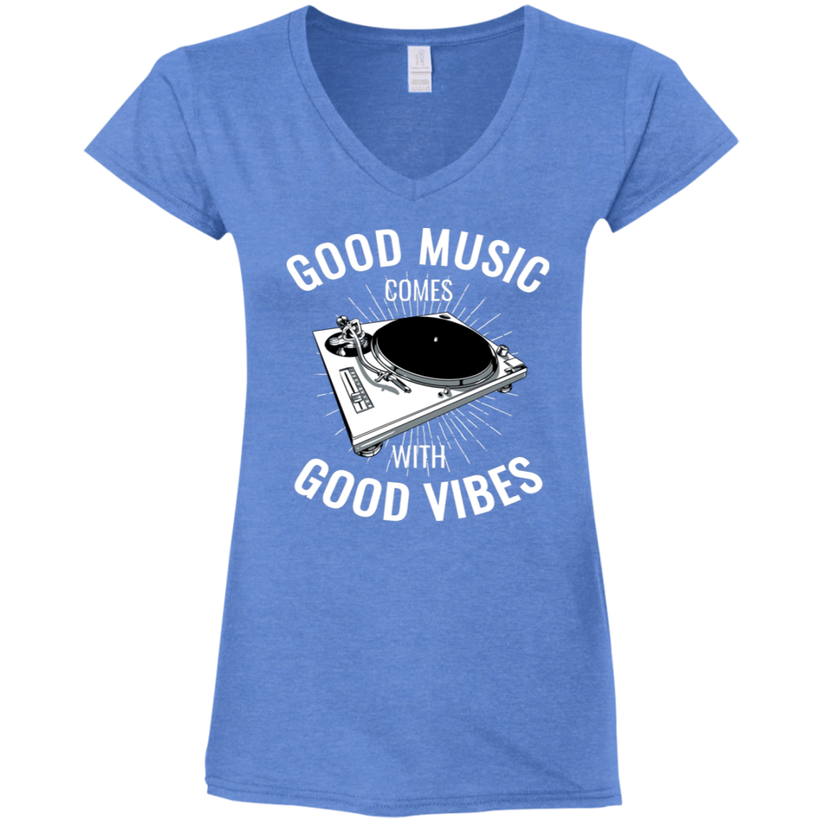 "GOOD VIBES" Ladies' Fitted Softstyle 4.5 oz V-Neck T-Shirt