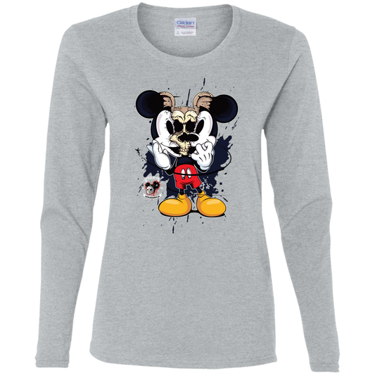 "SKULL MICKEY" Ladies' Cotton LS T-Shirt