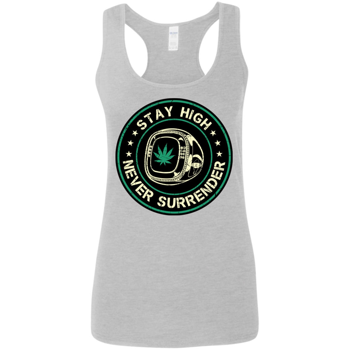 "NEVER SURRENDER" Ladies' Softstyle Racerback Tank